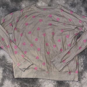 Pink Heart Patterned Women's Long Sleeve - Medium